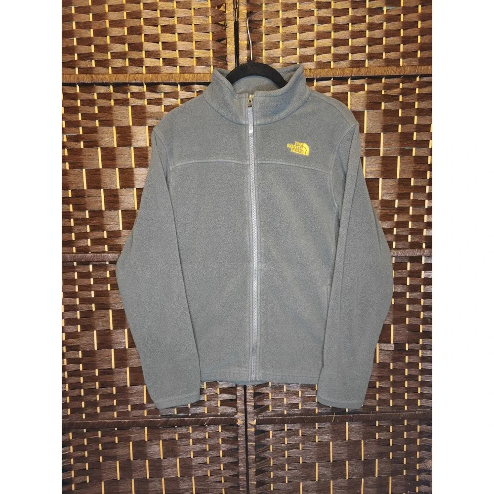 The North Face Denali Fleece Full Zip Jacket Youth Boys Large 14/16 Gray Yellow